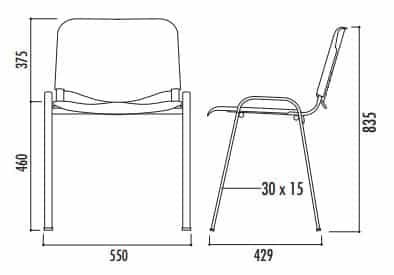 Plan des mesures d'une chaise de réception boston