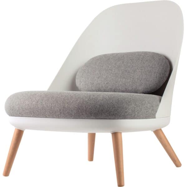 Illustration d'un fauteuil cocoon blanc/gris design épuré et simple