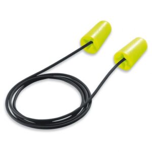Photo d'une paire de bouchons à usage unique x-fit avec cordon 37db verts
