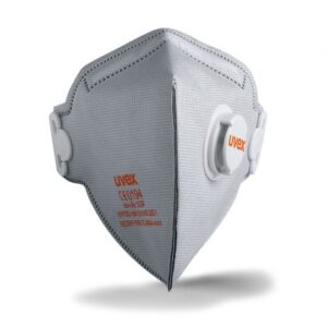 Photo d'un masque respiratoire ffp2 pliable avec soupape et filtre carbone uvex