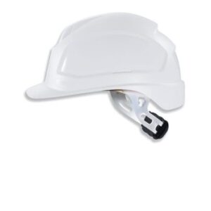 Photo d'un casque de protection travaux électriques à crémaillère blanc
