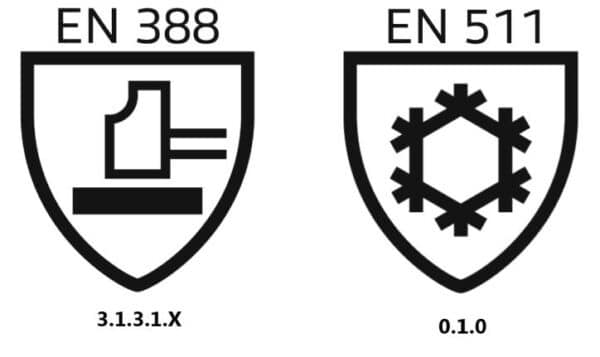 Logo des normes de gant anti-froid unilite thermo EN 288 et EN 511