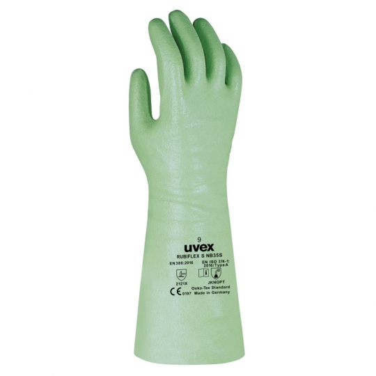 Photo d'un gant de protection contre produits chimiques rubiflex s nb manchette 27cm