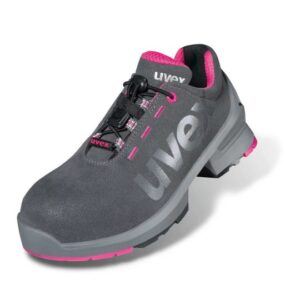 Photo d'une chaussure de sécurité femme uvex 1 esd non perforées grise et rose