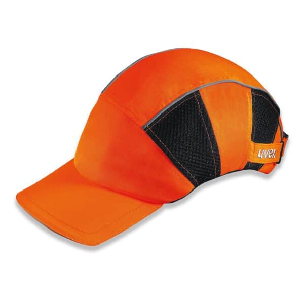 Photo d'une casquette de sécurité haute visibilité hi-viz orange vif taille unique vue de côté