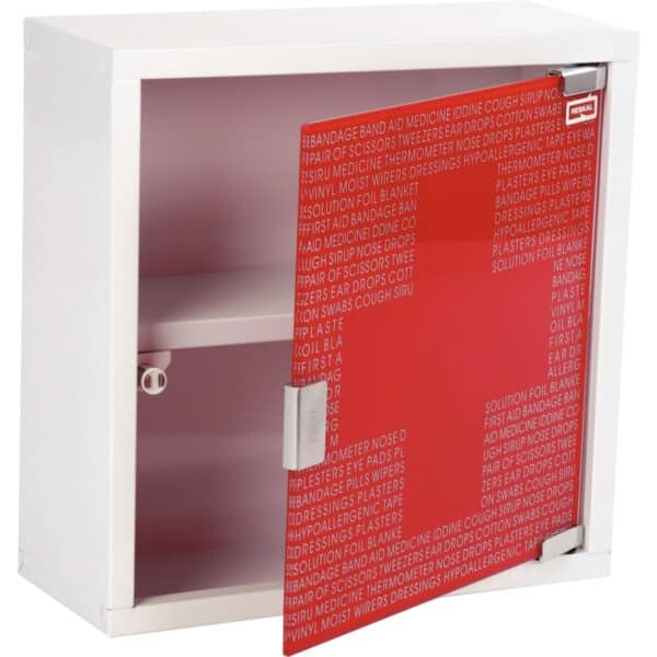 Photo d'une armoire à pharmacie petit modèle porte ouverte