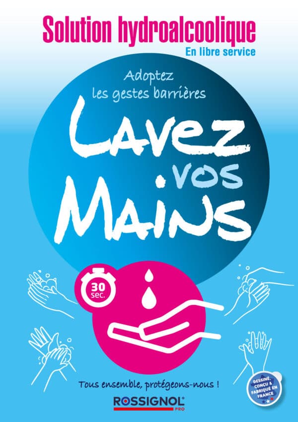 Affiche indiquant une station de désinfection des mains automatique