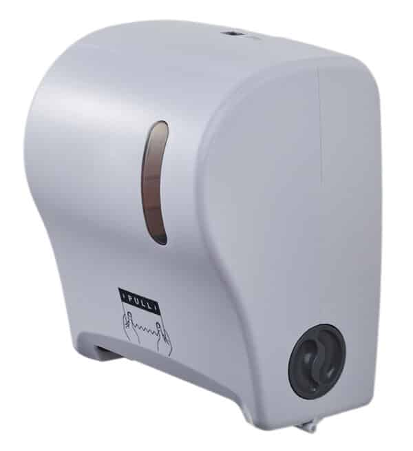 Photo d'un distributeur essuie-mains autocut vide vue de 3/4 face