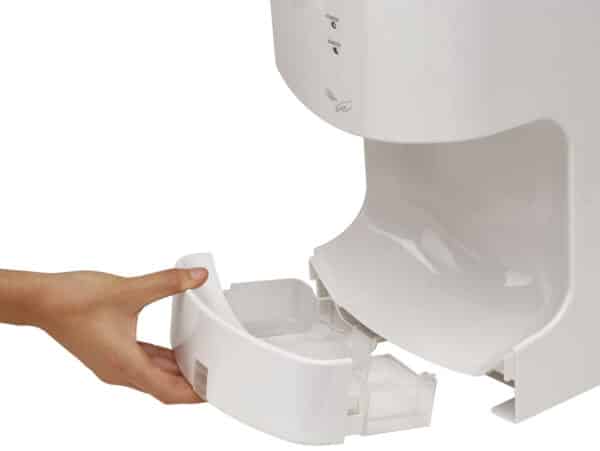 Photo de la réserve d'un sèche mains airsmile blanc