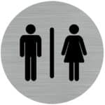 Photo d'un panneau alu adhésif toilettes homme et femme