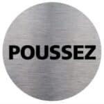 Photo d'un panneau alu adhésif toilettes "POUSSEZ"