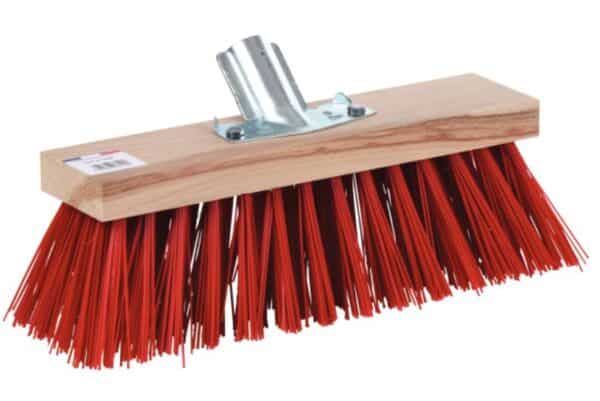 Photo d'un balai cantonnier nylon rouge et bois 320mm