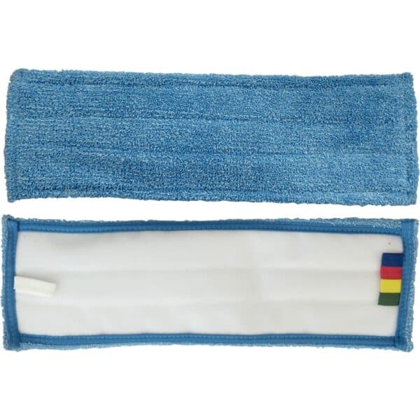 Photo des deux faces d'une frange de lavage velcro microfibre