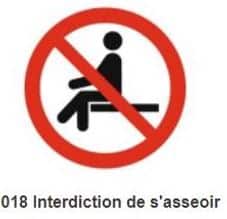 Signalétique interdiction de s'asseoir