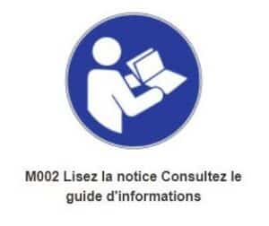 Panneau lisez la notice - consultez le guide d'informations