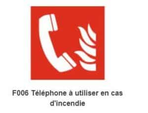 Panneau téléphone à utiliser en cas d'incendie