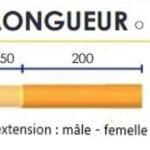 Illustration des mesures d'une barrière modulaire - Extension mâle - femelle 250 mm