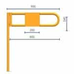 Illustration des mesures d'une barrière modulaire - Porte double battante