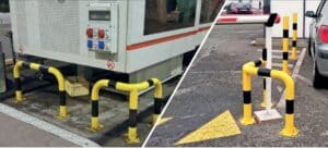 Photos de protections d'angle 3 pieds jaunes et noires