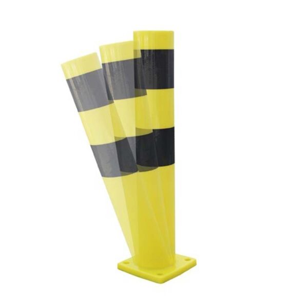 Illustration d'un poteau de protection jaune et noir en polyuréthane