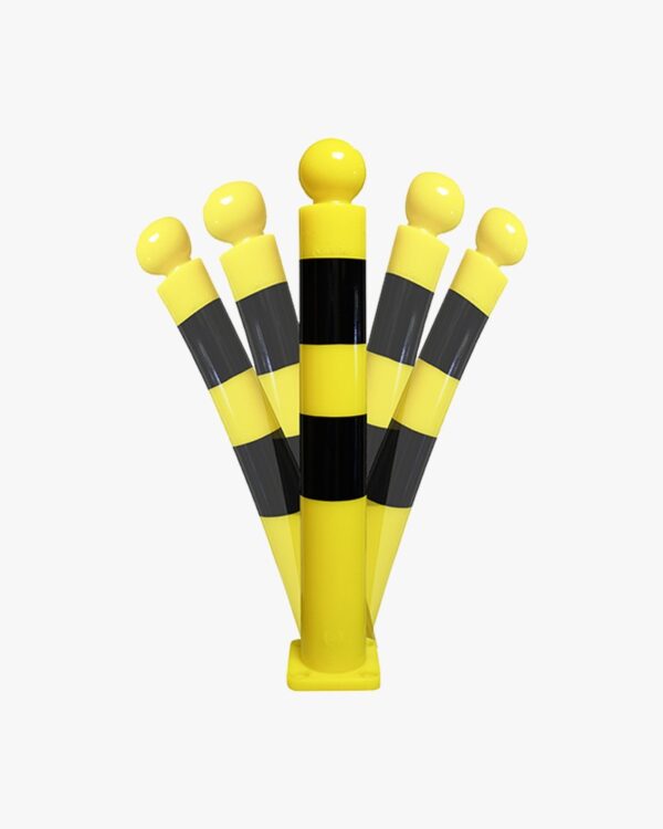 Illustration d'un potelet industriel flexible jaune et noir