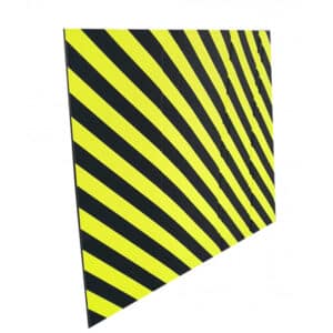 Illustration d'une protection murale grande largeur à bandes jaune et noir