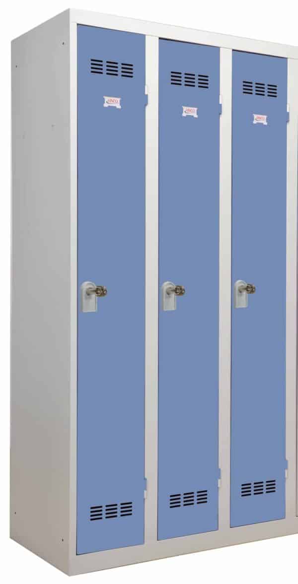 Photo de vestiaires industrie propre norme nf bleus 3 colonnes