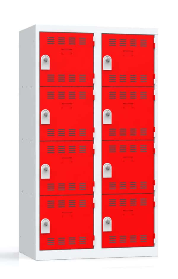 Photo de vestiaires multicases 4 cases norme nf rouges 2 colonnes