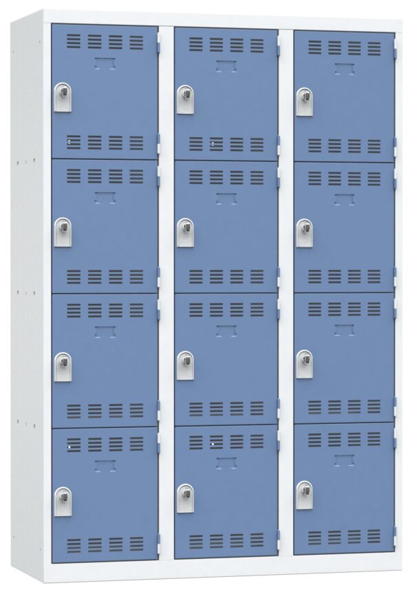 Photo de vestiaires multicases 4 cases norme nf bleus 3 colonnes