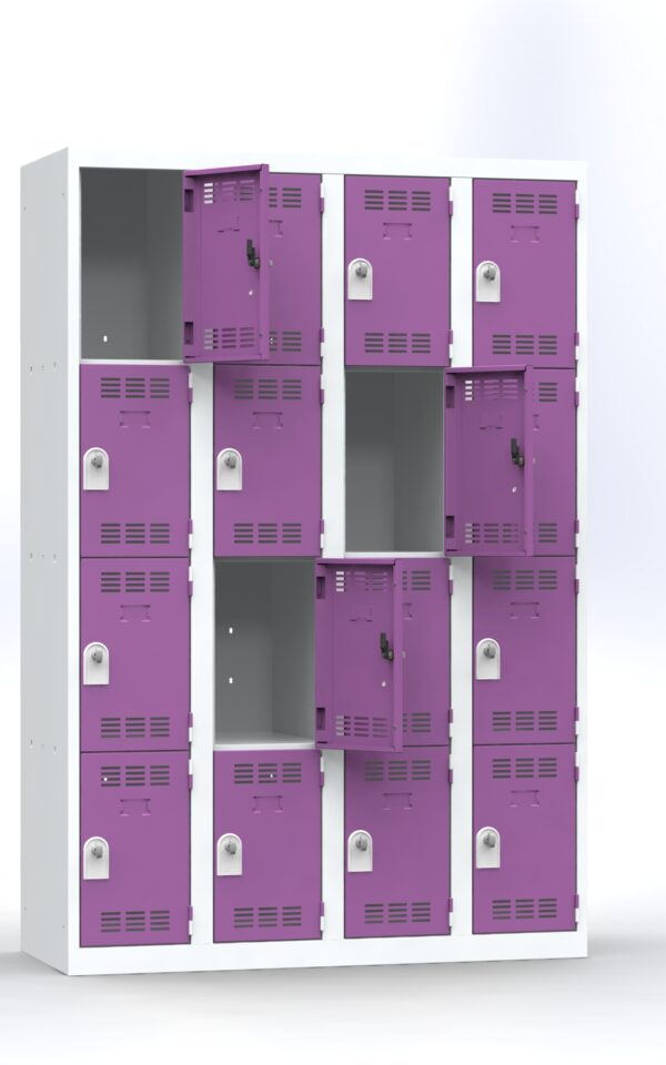 Photo de vestiaires multicases 4 cases norme nf violets 4 colonnes