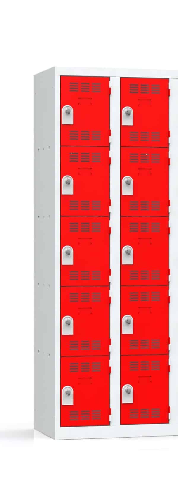 Photo de vestiaires multicases 5 cases norme nf rouges 2 colonnes
