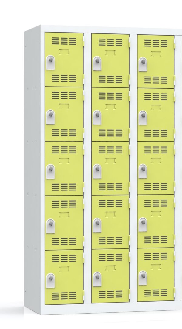 Photo de vestiaires multicases 5 cases norme nf verts 3 colonnes