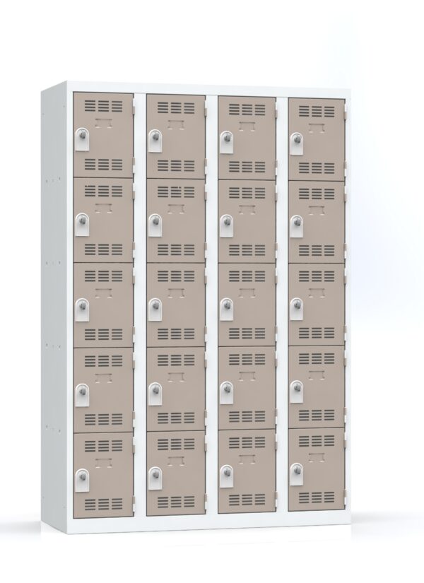 Photo de vestiaires multicases 5 cases norme nf marrons 4 colonnes