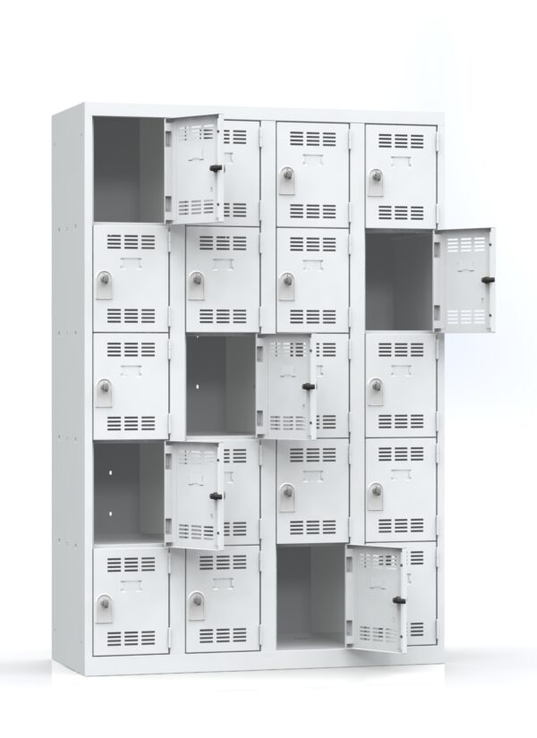 Photo de vestiaires multicases 5 cases norme nf blancs 4 colonnes