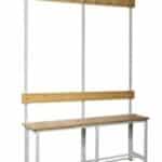 Photo d'un bancs combinés acier/bois simple face 2000mm avec porte-sacs