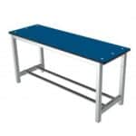 Illustration d'un banc stratifié compact pieds carrés avec bouchons PVC simple