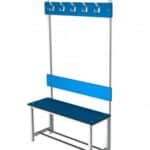 Photo d'un banc combiné acier/stratifié simple face sans porte-sacs 5 patères