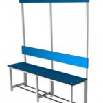 Photo d'un banc combiné acier/stratifié simple face sans porte-sacs 8 patères