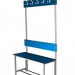 Photo d'un banc combiné acier/stratifié simple face avec porte-sacs 5 patères