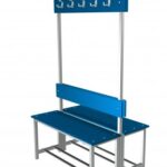 Photo d'un banc combiné acier/stratifié double face sans porte-sacs 5 patères