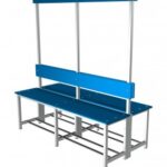 Photo d'un banc combiné acier/stratifié double face sans porte-sacs 8 patères