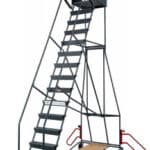 Illustration d'un escabeau roulant 15 marches à immobilisation automatique 150kg