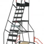 Illustration d'un escabeau roulant 11 marches à immobilisation automatique 150kg