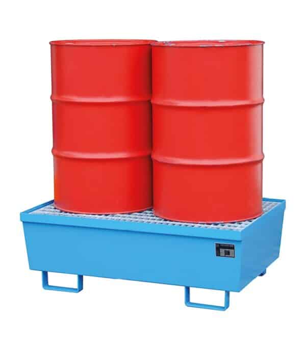 Illustration d'un bac de rétention 243l acier 1 fût
