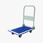 Photo d'un chariot de manutention rabattable bleu déplié