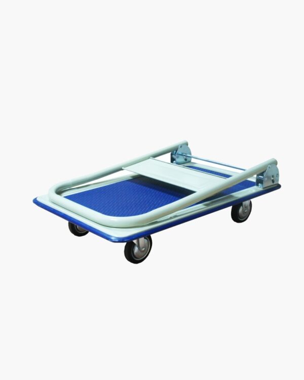 Photo d'un chariot de manutention rabattable bleu replié