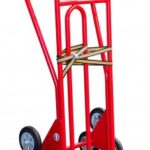 Photo d'un diable spécial escalier 250kg rouge roues caoutchouc