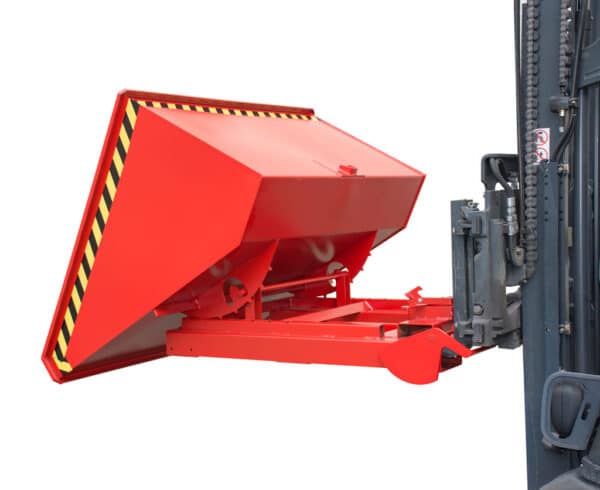 Illustration d'une benne basculante automatique rouge basculée