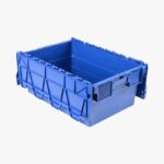 Illustration d'un Bac navette - 400 x 600 x 250 mm bleu couvercle ouvert