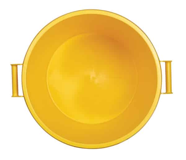 Photo d'un collecteur alimentaire 100l jaune vue d'en haut